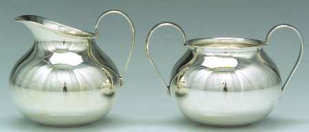 764 (Sterling, Hollowware) Mini Sterling Creamer and Open Sugar