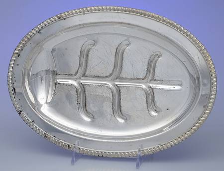 Silverplate Hollowware Meat Platter with Well Tree