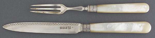 Pearl Handle Flatware 1 (Sterling) Fruit Set-1 Sterling Blade Fork and Knife