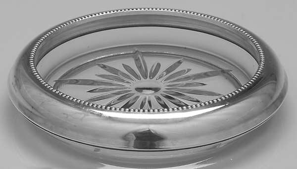 05 (Sterling, Hollowware) Crystal Coaster with Sterling Rim