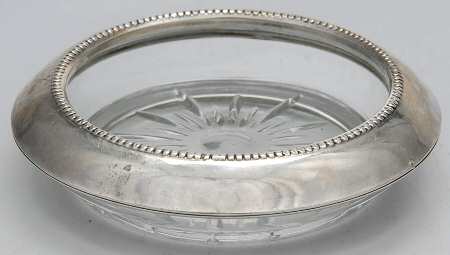 05 (Sterling, Hollowware) Crystal Coaster with Sterling Rim