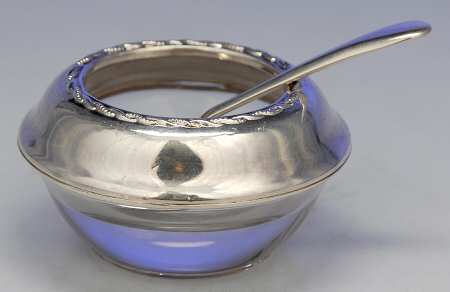 Sterling Hollowware Open Master Salt with Spoon