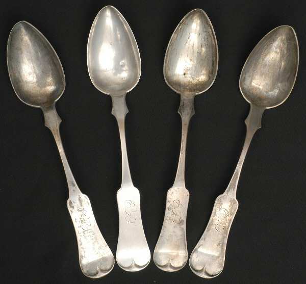 Coin Silver Flatware Tablespoon (Serving Spoon) - Set of 4