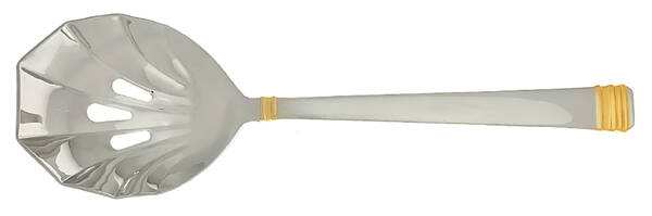 Encore (Stainless, Gold Accent) Pierced Solid Serving Spoon