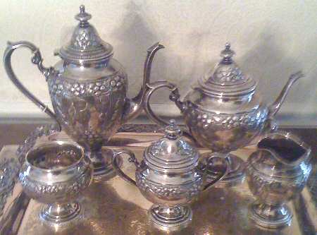 2322 (Sterling, Hollowware) 5 Piece Tea Set (SCP, STP, SCR, SSU, SWB)