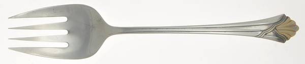 FTU16GA (Silverplate, Gold Accent) Medium Solid Cold Meat Serving Fork