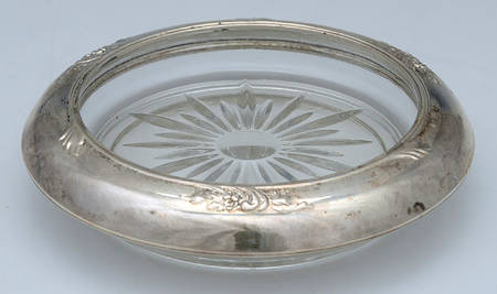 R40 (Sterling, Hollowware) Crystal Coaster with Sterling Rim