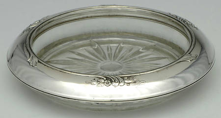 R40 (Sterling, Hollowware) Crystal Wine Coaster with Sterling Lip