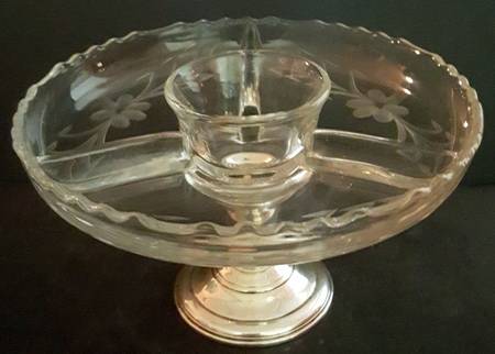 2050 (Sterling, Hollowware) Crystal Round Bowl with Sterling Weighted Base