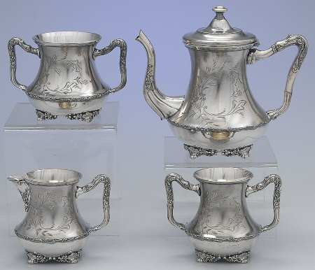 1205 (Silverplate, Hollowware) 4 Piece Tea Set  (PTP, PCR, PSUO, PWB)