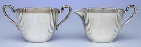 2460 (Silverplate, Hollowware) Creamer & Open Sugar Set
