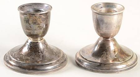 206 (Sterling, Hollowware) Pair of Weighted Candleholders