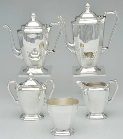 2301 (Silverplate, Hollowware) 5-Piece Plated Tea Set (with Waste)