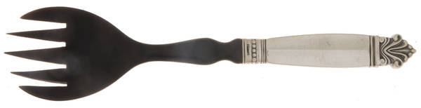 Acanthus (Sterling, 1917) Medium Salad Serving Fork with Horn Tines