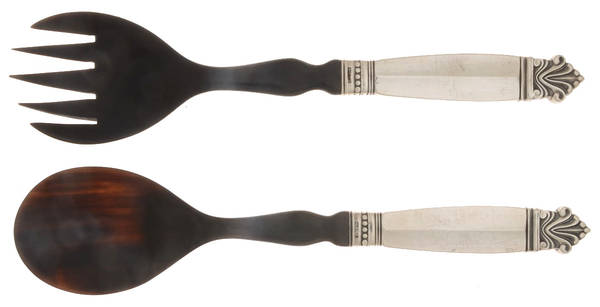 Acanthus (Sterling, 1917) 2 Pc Medium Salad Set with Horn Bowl