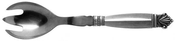 Acanthus (Sterling, 1917) Salad Serving Fork Stainless Prongs Small