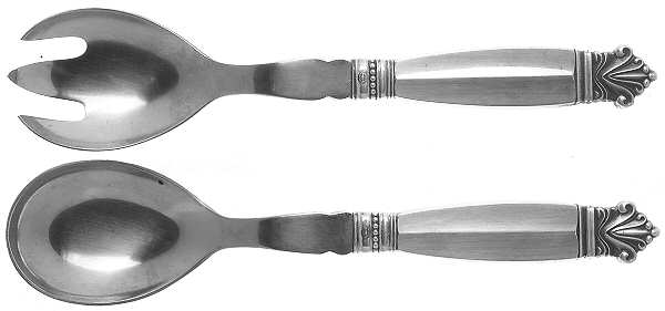 Acanthus (Sterling, 1917) Salad Set 2 Piece Stainless Bowl Small
