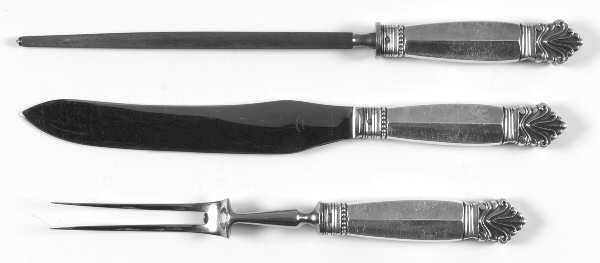 Acanthus (Sterling, 1917) Large 3-Piece Roast Carving Set w/ Stainless Blade