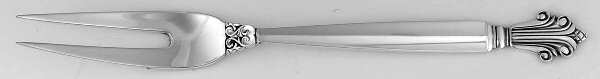 Acanthus (Sterling, 1917) Medium 2-Tine Cold Meat Serving Fork