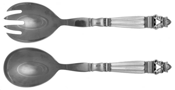 Acorn (Sterling, 1915) 2 Pc Salad Set with Stainless Bowl