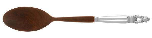 Acorn (Sterling, 1915) Salad Serving Spoon with Wooden Bowl HC