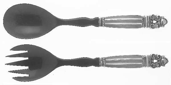 Acorn (Sterling, 1915) 2 Pc Medium Salad Set with Horn Bowl