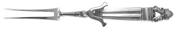 Acorn (Sterling, 1915) Small Steak Carving Fork with Stainless Prongs