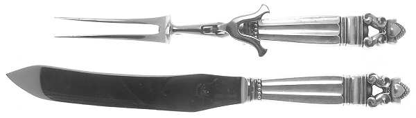 Acorn (Sterling, 1915) Small 2-Piece Steak Carving Set w/Stainless Blade