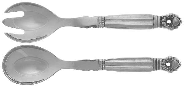 Acorn (Sterling, 1915) Salad Set 2 Piece Stainless Bowl Small