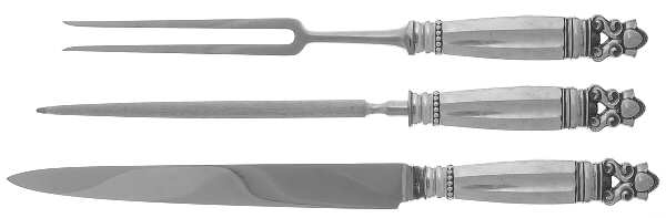 Acorn (Sterling, 1915) Large 3-Piece Roast Carving Set w/Stainless Blade