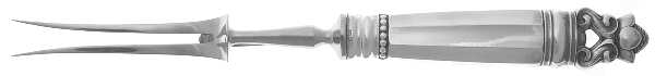 Acorn (Sterling, 1915) Large Stainless-Prong Roast Carving Fork