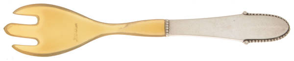 Beaded (Sterling, 1916) Relish Fork with Horn Tines