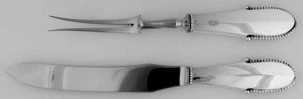 Beaded (Sterling, 1916) Large 2-Piece Roast Carving Set w/Stainless Blade