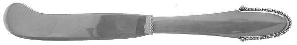 Beaded (Sterling, 1916) Hollow Handle Paddle Butter Spreader (Solid)