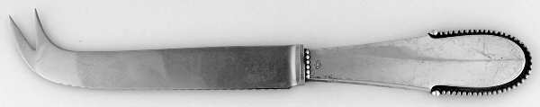 Beaded (Sterling, 1916) Cheese/Bar Knife Hollow Handle 2 Prong