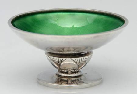 Cactus (Sterling, 1930) Enameled Open Salt Master