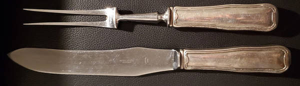 Old Danish (Sterling) Small Stainless Blade 2-Piece Steak Carving Set