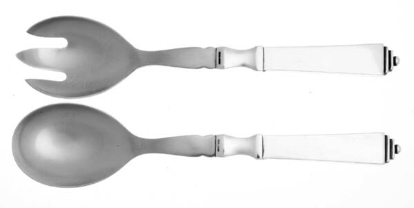 Pyramid (Sterling, 1927) Medium 2 Pc Salad Set Stainless Bowl