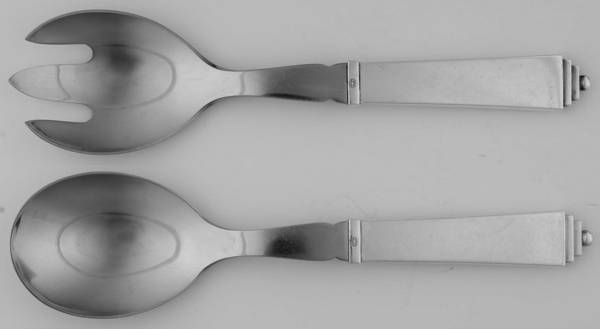 Pyramid (Sterling, 1927) Salad Set 2 Piece Stainless Bowl Medium