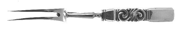 Scroll (Sterling, 1927) Small Steak Carving Fork with Stainless Prongs