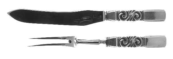 Scroll (Sterling, 1927) Small Stainless Blade 2-Piece Steak Carving Set