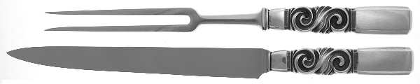 Scroll (Sterling, 1927) Large 2-Piece Roast Carving Set w/Stainless Blade