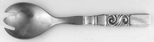 Scroll (Sterling, 1927) Salad Serving Fork Stainless Prongs Medium