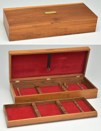 Presentation (Stainless) Used Wood Case with Drawer for Carving Set