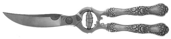 American Beauty (Sterling, 1896) Poultry Shears with Silverplate Blades