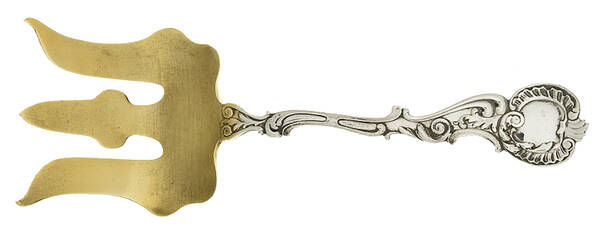 Rococo (Sterling, 1888) Large Solid Tined Sardine Serving Fork