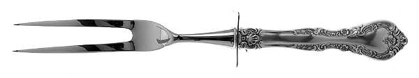 Alencon Lace (Sterling, 1965) Small Steak Carving Fork with Stainless Prongs