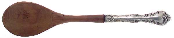 Alencon Lace (Sterling, 1965) Salad Serving Spoon with Wooden Bowl