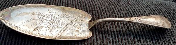 Antique-Engraved No. 1 (Sterling, 1880) Large Solid Bright Cut Pie Knife