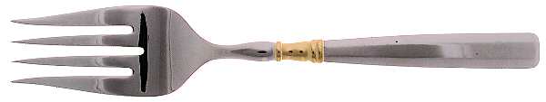 Ariana-Gold (Stainless, Gold Accent) Medium Solid Cold Meat Serving Fork